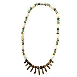 Vintage Tiger Eye & Nephrite Jade Beaded Necklace